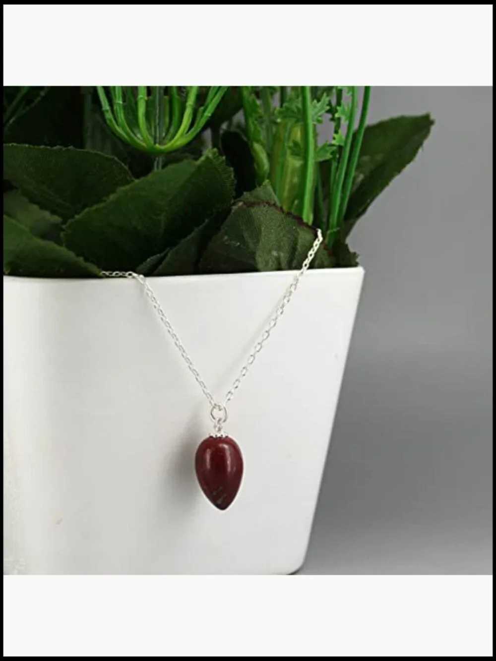 Natural Gemstone Pendant Necklace 925 Sterling Silver Adjustable Chain